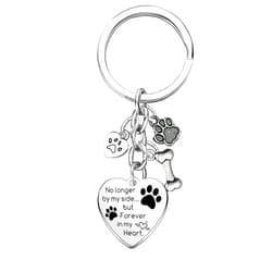 Mebvdebe Dog Memorial Gifts Pet Memorial Keychain No Longer by My Side Forever in My Heart Key Chain Loss of Dog Gifts Paw Prints Charm Sympathy Gift