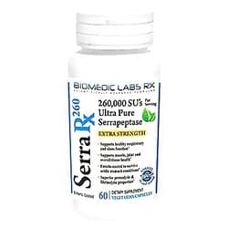 Biomedic Labs RX Serra-RX 260,000 SU Serrapeptase - Enteric Coated Proteolytic Systemic Enzyme, Non-GMO, Gluten Free, Vegan, Supports Sinus, Immune & Lung Health, 60 Veg Capsules