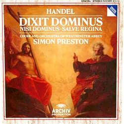 George Frederick Handel (Composer), Simon Preston (Conductor, Performer), Westminster Abbey Choir & Orchestra (Orchestra), Simon Birchall (Performer), Angela East (Performer), Harry Bicket (Performer), Harry Bickett (Performer), Arleen Augér (Performer), Lynne Dawson (Performer) & 6 more Format: Audio CD Handel: Dixit Dominus / Nisi Dominus / Salve Regina
