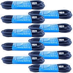MCSPROAUDIO 10 Pack of 25 Foot Male to Female 3 Pin XLR Microphone Audio Cables