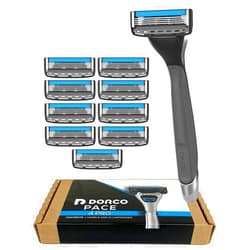 Dorco Pace 4 Pro - Four Blade Razor Shaving System - 10 Pack (10 Cartridges + 1 Handle)