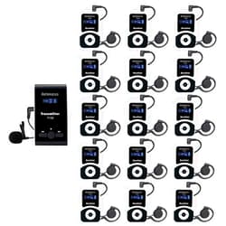Retekess T130 Wireless Tour Guide System, Church Translation System, Easy to Set Up, Clear Sound Quality, Tour Guide Headsets for Plant Tour, School (1 Transmitter 15 Receivers)