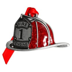 Gloria Duchin Pewter Fire Helmet Christmas Ornament, Multicolor