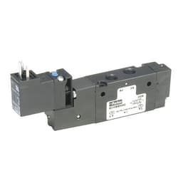 Parker Hannifin B713BB549A B7 Series Single Solenoid 4 Way Air Control Valve, 2 Position Air Return, Int. Port #1/Vented, Non-Locking Flush, 15mm 3 Pin DIN 43650C, 24 VDC, 1/2