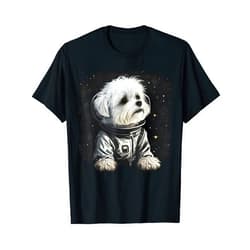 Maltese dog lover apparel for Bichon Maltais owner Outer Space Maltese dog on Galaxy Astronaut Maltese dog T-Shirt