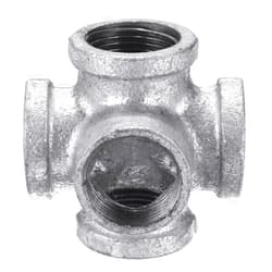 TopHomer 5-Way Outlet Cross Female Pipe Fitting, 3/4'', Fastening Installation, Galvanized Cast Iron, for Home and Industrial Use (3/4'')