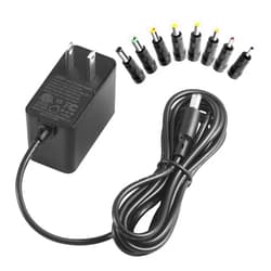 Tonton Universal 9V 2A Power Supply Charger 6.6FT, 100-240V AC Adapter to DC 9V 2A 1.8A 1.5A 1A 0.8A 0.5A Power Cord 8 Interchangeable Plugs for Arduino UNO R3, Schwinn Bike, Crosley Cruiser Record Player