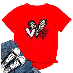 Beopjesk Womens Valentine's Day Graphic Tees Short Sleeve Heart Printed Shirts Blouse Tops