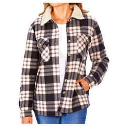 Soho Threads Women's Sherpa-Lined Shirt Jacket (Black-wood Rose, Small)