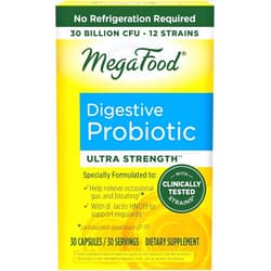 MegaFood Digestive Probiotic - 12 Strain Vegetarian Probiotics for Women & Men, 30 Billion CFUs, Support Gut Health, Probiotics for Digestive Health Help Relieve Occasional Gas & Bloating, 30 Capsules