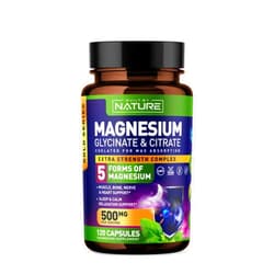 Built by Nature Magnesium Complex 500mg - 5 Forms of Magnesium Glycinate, Citrate, Malate, Oxide & Aquamin with 72 Trace Minerals - Chelated for Absorption - Supplement for Muscle, Nerve, Heart & Sleep (120 Capsules)