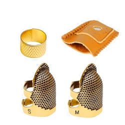Fbshicung 4 Pieces Sewing Thimble,Metal Copper Sewing Thimble Finger Protector Adjustable Finger Shield Ring Fingertip Leather Coin Thimble Sewing Quilting Craft Accessories DIY Sewing Tools