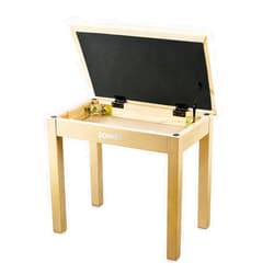 Donner Piano Bench with Storage, Solid Wood Keyboard Bench Piano Bookcase Stool Chair Seat with High-Density Suede Cushion, Light Wood Color