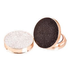 CQFONG Empty Luxurious Portable Make-up Powder Container Air Cushion Puff Case with Powder Puff and Mirror Refillable Foundation BB Cream Box Rhinestones