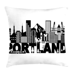 Lunarable Portland Throw Pillow Cushion Cover, Famous Landmarks in Oregon State Buildings Mount Hood and Hawthorne Bridge, Decorative Square Accent Pillow Case, 18