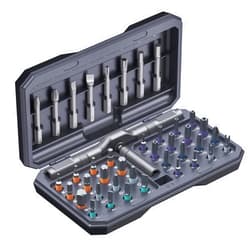 AMIR 42 in 1 Ratchet Screwdriver Kit with 40 PCS Magnetic Bits, Repair Screwdriver Set with Rotatable Ratchet Handle, Versatile Ratchet Handle Screwdriver Set with Carry Case(Gray)