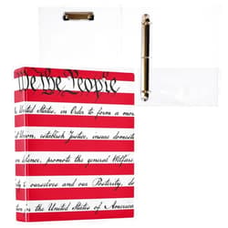 Doterii 3 Ring Binder We The People American Flag Patriotic Round Rings PVC Binder 1.57 inch with Clipboards Holds 200 Sheets