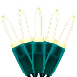 YULETIME 100 Warm White One-Piece T5 LED Christmas Lights, 33 ft High Waterproof UL Certified Green Wire String Lights (Warm White)
