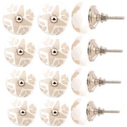 Alpha Living Home Set of 12 Ceramic Knobs Decorative Knobs for Home Kitchen Cabinet Cupboard Door Dresser Wardrobe Pulls Cabinet Knobs Ceramic Drawer Pull Kitchen Cupboard Pull Dresser Door Handle - Dim White