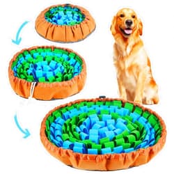 Vivifying Snuffle Mat for Dogs, Interactive Sniff Mat for Slow Eating and Keep Busy, Adjustable Dog Enrichment Toys Encourages Foraging Skills and Mental Stimulation (Blue Green)