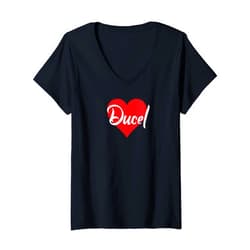 Cool Nombre Personalizado Amor Corazón Tees Womens Amo a Ducel Primer Nombre Yo Corazón V-Neck T-Shirt