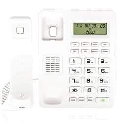 Uvital Corded Landline Phones for Home/Office, Desk Corded Telephone with Display and Adjustable Volume, Support Music on Hold, Speakerphone, Calculator Function, Uvital House Phone (White)