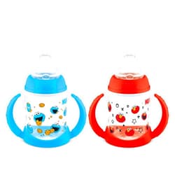 NUK Learner Cup, 5oz, Pack of 2, Sesame Street, Elmo and Cookie Monster – Soft Spout, Easy-Grip Handles, BPA Free, Spill Proof Transition Sippy Cup