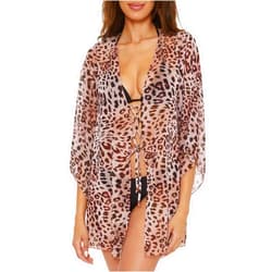BECCA womens Zanzibar Woven Tunic, Leopard Print, Beach Cover Ups for Women
