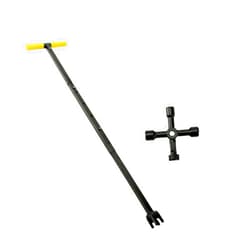 HEEPDD 37.4 Inch Water Meter Key, Multifunctional Water Shut off Tool with Folding Steel T Handle and 4 Way Utility Key for Opening and Closing Water Meters or Valves(Yellow)