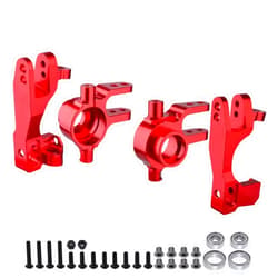 HobbyPark Aluminum Caster Blocks (c-hubs) & Steering Blocks for 1/10 Traxxas Slash 4x4,Upgrade Replacement of 6832 6837 Hop Ups (Red)