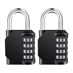ZHEGE Combination Lock Outdoor 2 Pack, 4 Digit Resettable Weatherproof Combination Padlock for Gym, School, Gates, Doors, Hasps Storage (Black, 2Pack)