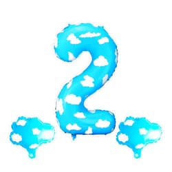 Hongplus Toy Story Balloons 40 Inch Large Blue Sky Clouds Number 2 Balloon with 2pcs Blue Sky Foil Mylar Balloons, 2nd Birthday Party Baby Shower Toy Story Theme Decorations Supplies for Boys Girls
