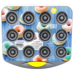 Wilton 12-Cavity Bake It Simply Non-Stick Mini Donut Pan, Gray