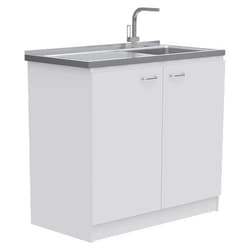 Tuhome Napoles Utility Sink with Cabinet, Double Door, One Shelf -White