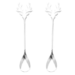 Hemoton 2pcs Coffee Spoons Set Stainless Steel Silver Tea Spoons Stirring Spoons, Teaspoons, Dessert Spoon, Ice Cream Spoon with Reindeer Handle for Stirring, Metal Espresso Spoons 5.5 Inch