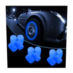AUKEPO Luminous Tire Valve Stem Caps for Car, 12PCS Fluorescent Glow in The Dark Air Caps Cover, Illuminated Corrosion Resistant Tire Pressure Caps, Universal for Car, Truck, SUV, Motorcycles, Bike (Blue)