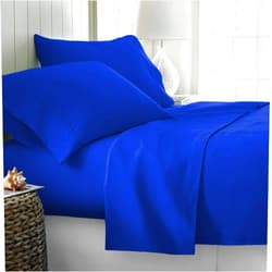 Aspire Linen True Luxury Pure Heavy Rich Combed Cotton 4-Piece Bed Sheets Set Short Queen Size Fits mattresses Upto 15-18” deep Pocket – Sateen Weave (Solid, Royal Blue)