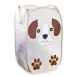 Handy Laundry Collapsible Mesh Pop-Up Hamper with Wide Opening and Side Pocket – Breathable, Sturdy, Foldable, Space-Saving Design (Puppy)