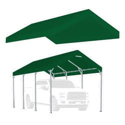 Vanteriam 12'x20' Upgraded Carport Replacement Top Canopy Cover for Car Garage Shelter Tent Party Tent with Ball Bungees Green (Only Top Cover, Frame is not Included)