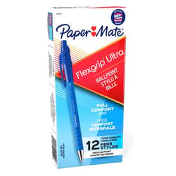 Paper Mate FlexGrip Ultra Recycled Retractable Ballpoint Pen, 1 mm Medium, Blue, 12/pk (9510131)