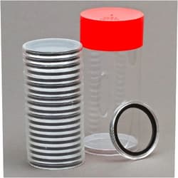 Air-Tite 1 Air-Tite Coin Holder Storage Container & 20 Black Ring 40mm Air-Tite Coin Holder Capsules for Silver Eagles