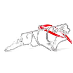 House of Morgan PEWTER House of Morgan Petwer - Handmade North Carolina Gift - NC Holly State Outline Christmas Ornament - USA Travel Souvenirs