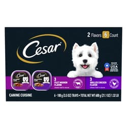 CESAR Soft Wet Dog Food Classic Loaf in Sauce Filet Mignon and Grilled Chicken Variety Pack, (6) 3.5 oz. Easy Peel Trays