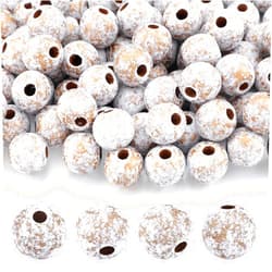 Cinnvoice 100 Pcs Christmas Boho Farmhouse Wood Bead Natural Vintage 16mm Round Wooden Beads with Holes for Crafts Handmade DIY Garland Home Party Holiday Decor (Gold)