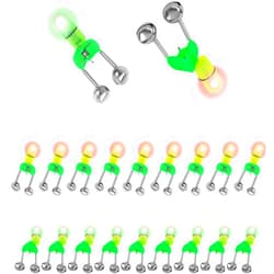 DAFURIET Fishing Alarm Bells, 50PCS Plastic Fishing Rod Clips with Dual Alert Bells /20PCS with Led Lights