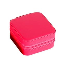 Gebaozhen jewelry travel organizer Small PVC Leather with Necklace Holder, Detachable Compartments, and Earring Groove Rolls - Ideal Gift for Fashionable Ladies and Travel Enthusiasts (rose red)