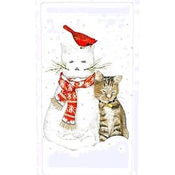 Mary Lake-Thompson Mary Lake Thompson Snowman Tabby Snow Cat Kitchen Dish Towel