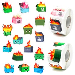 Andi Cppss 1000PCS Dumpster Fire Roll Stickers, Dumpster Aesthetic Stickers for Water Bottle, Dumpster Carton Decals for Laptop, Dumpster Carton Stickers for Luggage, Skateboard, Scrapbooking