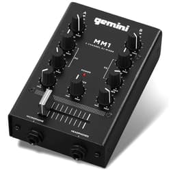 Gemini Sound Gemini Portable 2-Channel DJ Mixer – Pocket-Sized Mini Audio Mixer with RCA, Mic & Headphone Jacks, Pro Crossfader & EQ – Compact Mixer for Beginners & Mobile DJs On-the-Go (MM1)