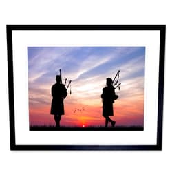 Wee Blue Coo PHOTO MOCK UP SILHOUETTE SUNSET SCOTTISH PIPER FRAMED ART PRINT MOUNT B12X13336